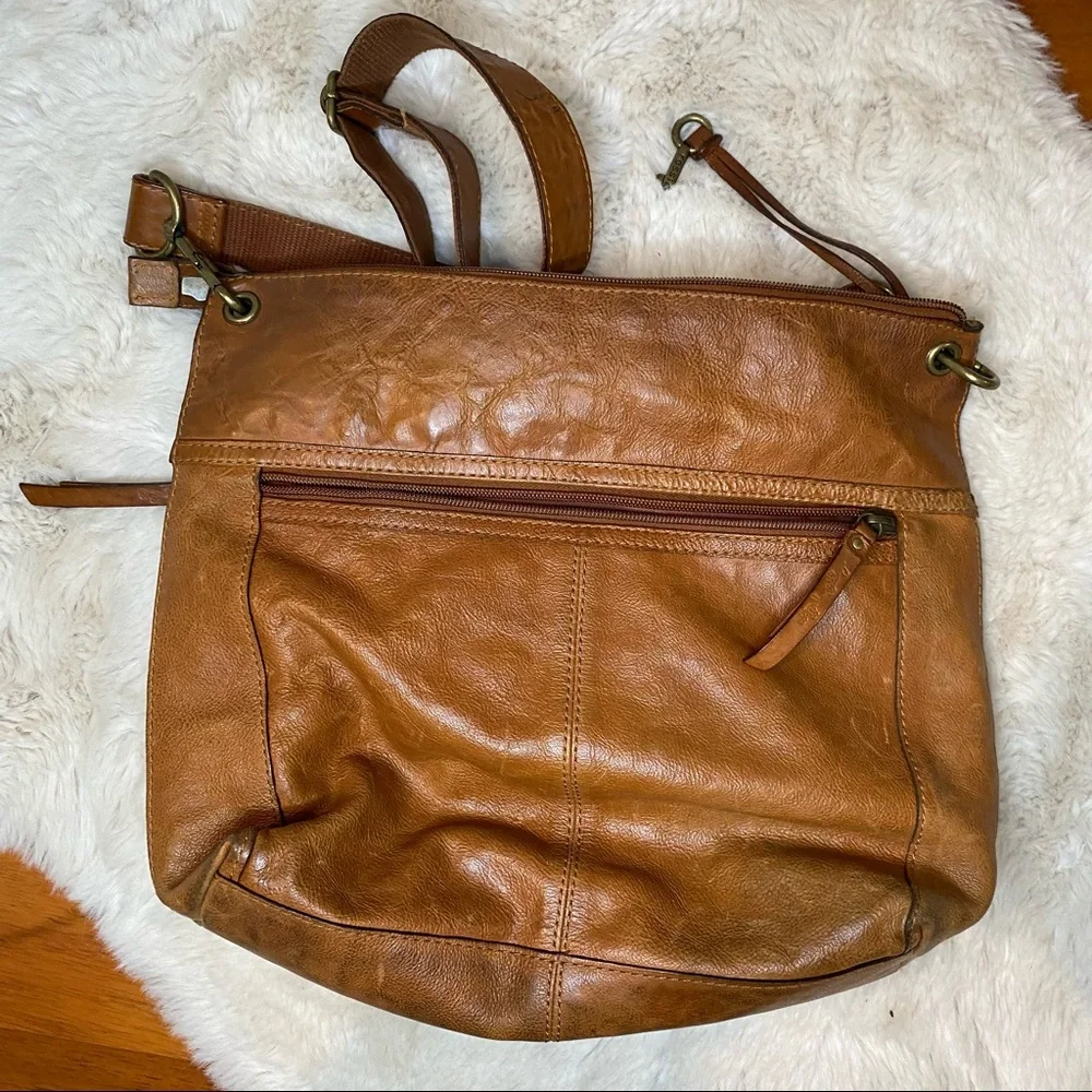 Fossil Patch Brown 100% Leather Crossbody Purse